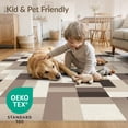 thumbnail image 4 of ODIKA 8'x10' Washable Area Rug Durable, Non-Slip Interlocking Shapes Beige Large Brushstroke Abstract Neutral Block Playful for Living Room, Under Sectional, Family, 4 of 7