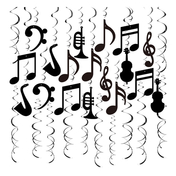 OIUR Music Note Hanging Swirls Decorations Musical Foil Whirl Cutout Spiral Ceiling Decoration for Music Theme Party Wedding Baby Shower Birthday Supplies