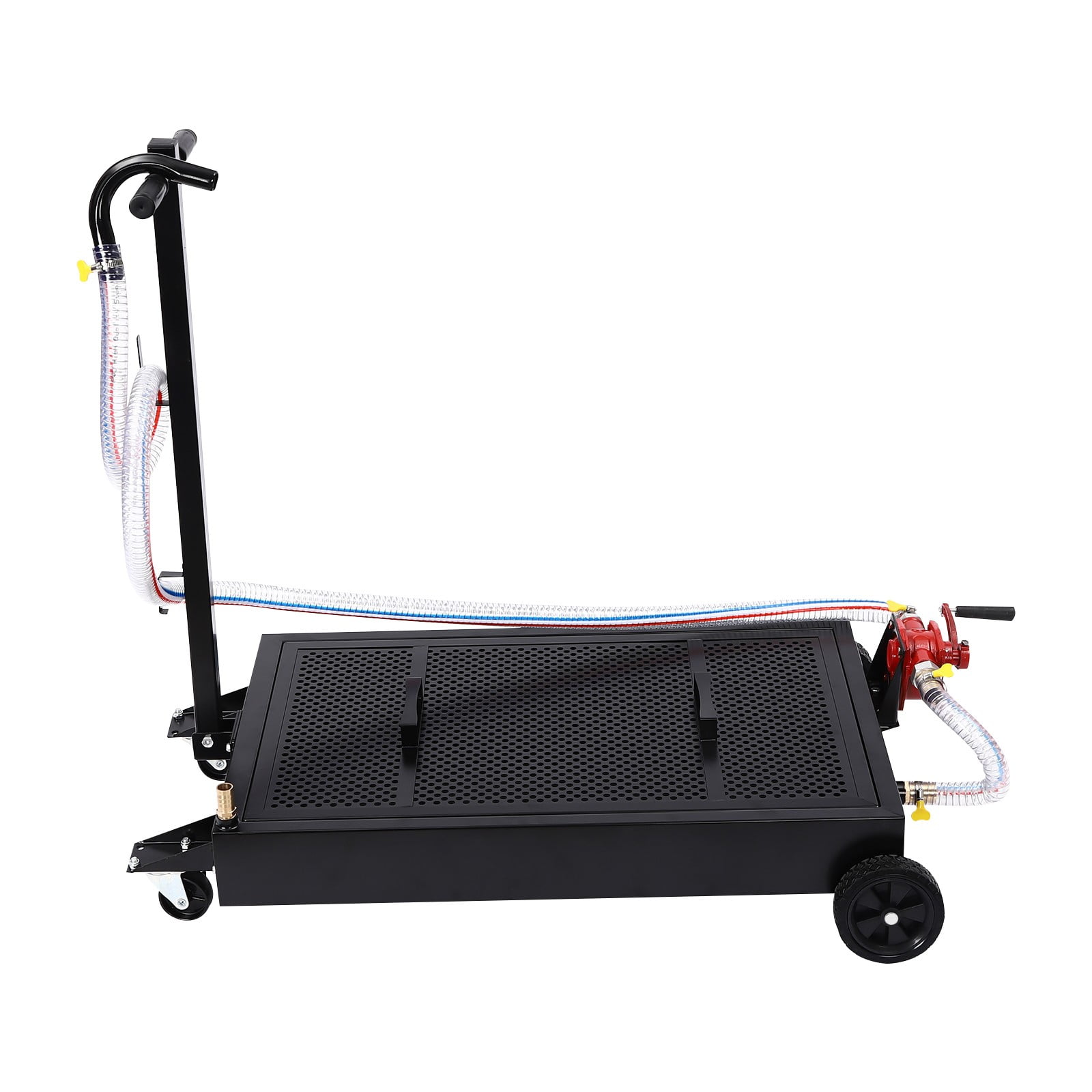 DENEST Oil Drain Pan 15 Gallon Oil Drain Tank Oil Change Pan with Manual Rotary Pump