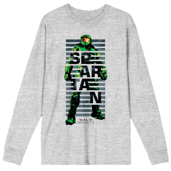 Halo Infinite Spartan Crew Neck Long Sleeve Athletic Heather Adult Tee