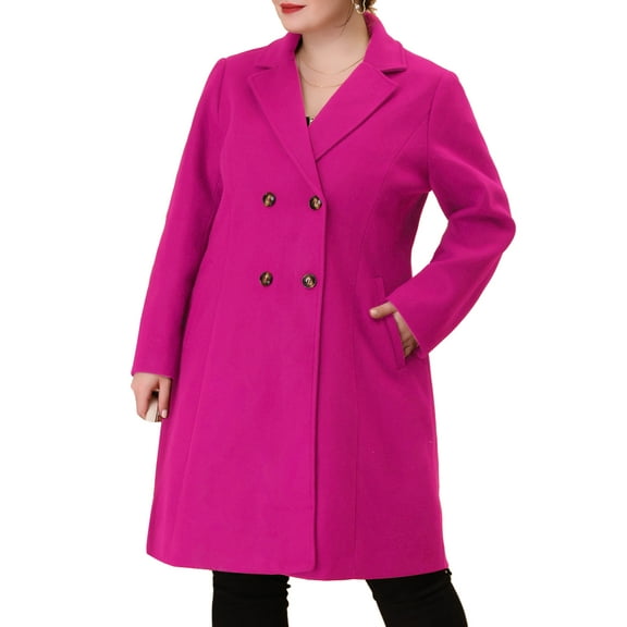 Agnes Orinda Women's Plus Size Peacoat Winter Outerwear Double Breasted Fashion Coat
