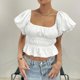 thumbnail image 4 of Camiseta informal para mujer camiseta Sexy con hombros descubiertos y cuello para ir al trabajo Color sólido para ir de compras FLhrweasw Para estrenar, 4 of 7