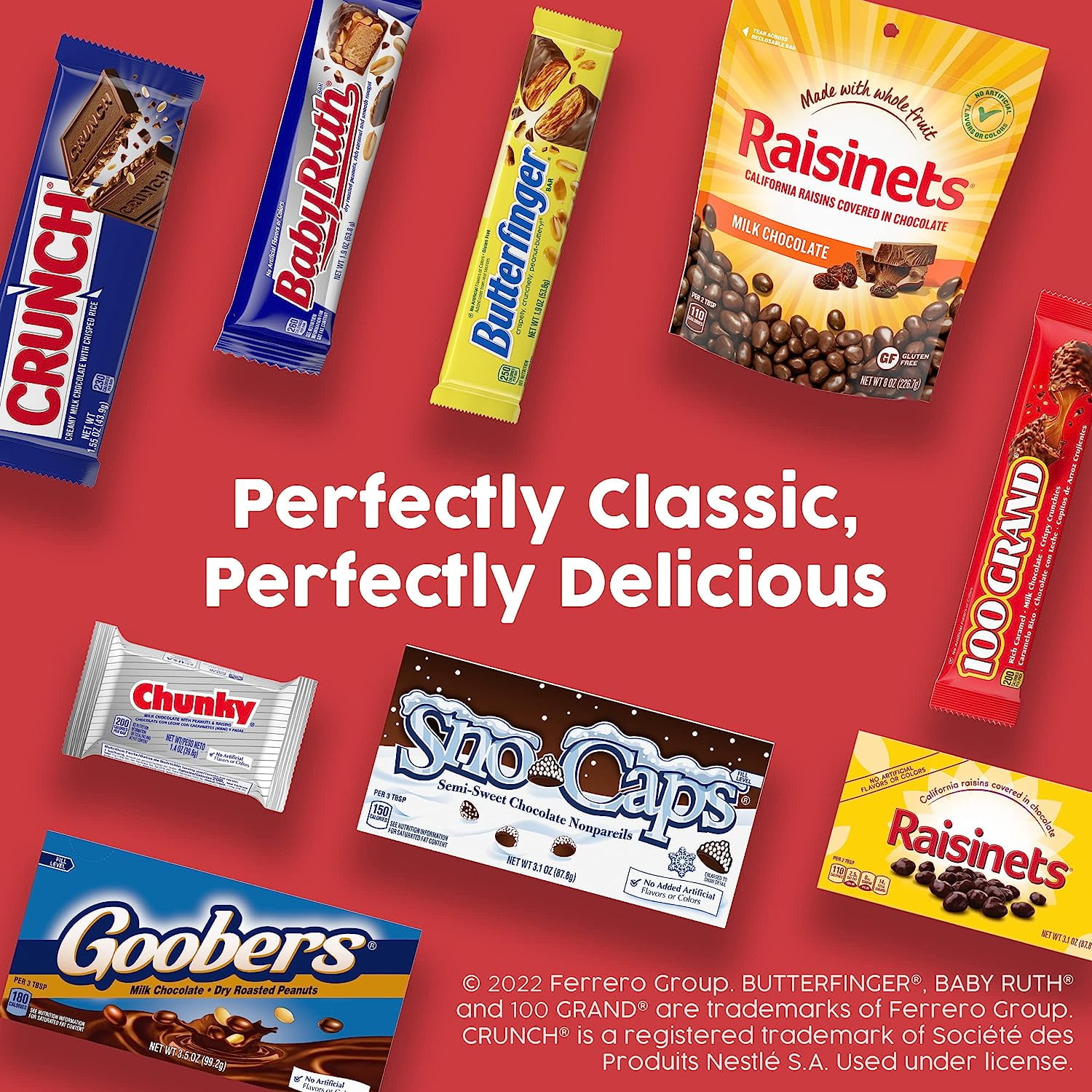 Chunky, Bulk 24 Pack, Milk Chocolate with Peanuts and Raisins Individually Wrapped Candy Bars, 33.6 Oz