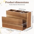 thumbnail image 2 of FUYGRCJ Silverware Caddy, Wooden Utensil Holder with Napkin Holder, 3 Compartment Cutlery Organizer with Upright Napkin Storage Dispenser, Countertop Paper Plate Organizer for Plate, Cup, Fork, Spoon, 2 of 11