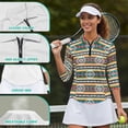 thumbnail image 6 of Uorisanigo Aztec Tribal Women's 3/4 Sleeve Golf Top Size M Comfortable Fashionable Quick Dry Athletic Polo Shirts with Zip Up Collar Versatile Tennis Tops Breathable for Women, 6 of 7