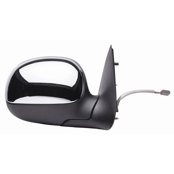 61125F - Fit System Passenger Side Mirror For 1997 Ford F150, F250 Ld Pick-Up, Black, W/ Chrome Cover, Foldaway, Power