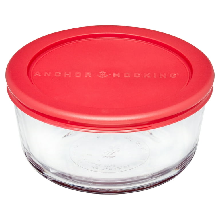 Anchor Hocking 7 Cup Round Kitchen Storage Container with Red Lid -- 4 per  case