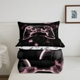 thumbnail image 5 of 3D Game Console Comforter Set Pink Black 3D Gaming Geometric Bedding Sets,Neon Ombre Girly Gaming Themed Down Comforter for All Season 2 Piece,Twin, 5 of 7