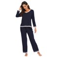 thumbnail image 7 of LYMAYTER Women T-Shirt Pajamas Outfit Long Sleeve Soft Sleepwear Solid Color Loungewear Set S-XXL, 7 of 7