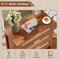 thumbnail image 3 of Set of 2 Large 3-Drawer Rattan Nightstands, Modern Wooden Bedside Table for Bedroom, Fits Queen & King Size Beds, Tea Brown, 3 of 5