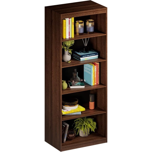 Librero con 5 Repisas para Libros, Revistas y Decoración de Madera para Sala, Recamara o Estudio. Estanteria Londo con Altura de 175 cm. Bookshelf Decor. Bookcase Wood