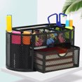 thumbnail image 3 of Creative Pen Storage Box Hollow Nine Grids Wrought Iron Basket Drawer Organizer Round Desktop, 3 of 8