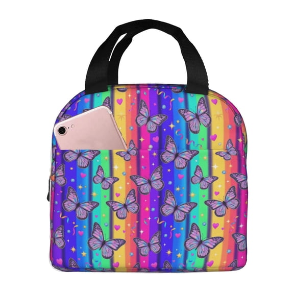 Butterfly Insulated Lunch Bag Box For Women Cooler Thermal Waterproof Reusable Tote Bag With Big Pocket For Work Office Picnic