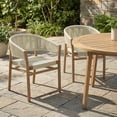 thumbnail image 3 of Harper & Bright Designs Outdoor Accent Chair Set of 2, Outdoor Rope Woven Chairs for Patio, Elegant Double Acacia Wood Group Seating for Outdoor, Beige, 3 of 17