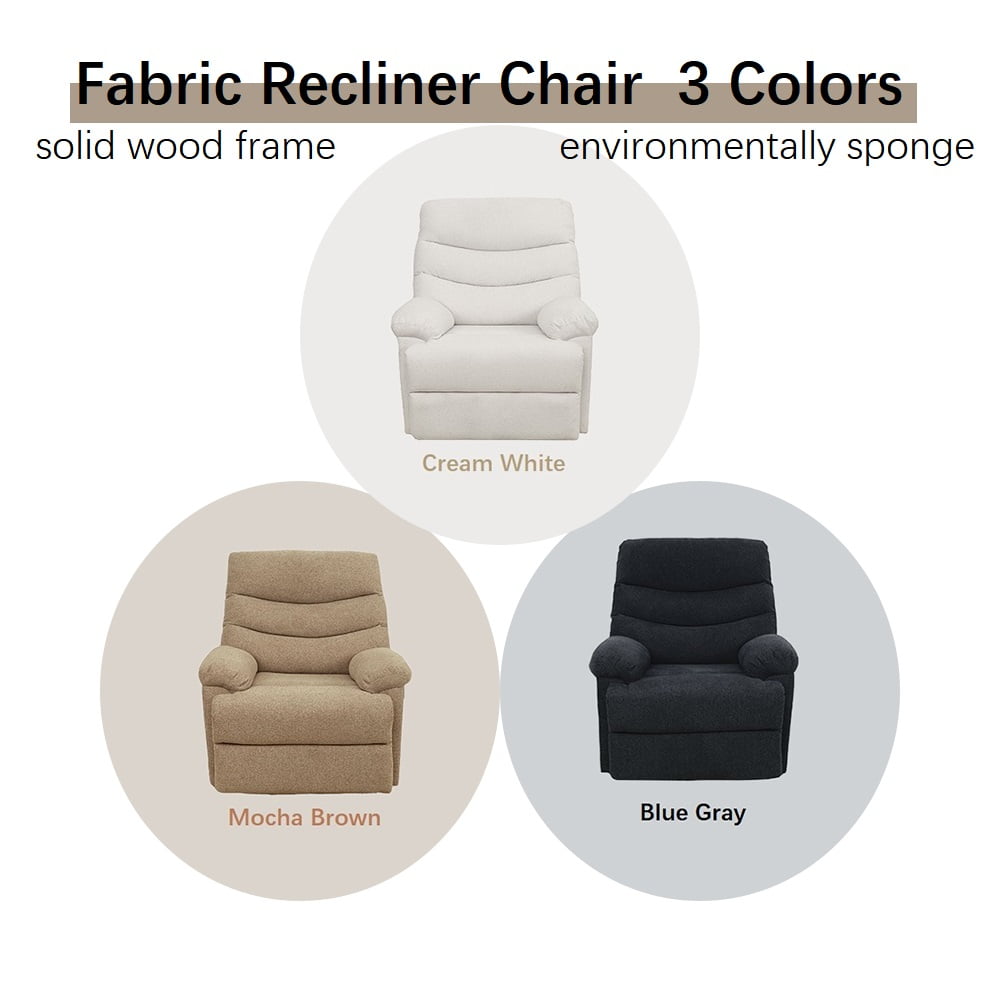 Nathaniel Home Recliner Chair, Upholstered Fabric Chair, Single Manual Reclining Sofa, Home Theater Seating, Footrest for Bedroom Elderly Lounge, Mocha Brown