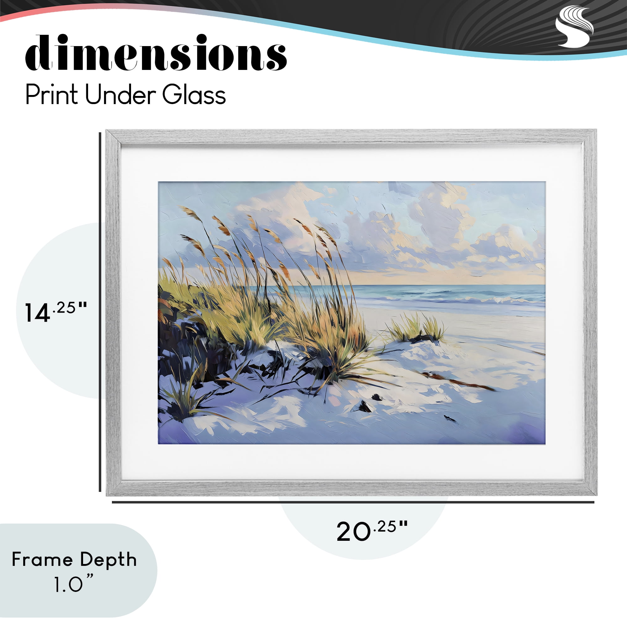 Stupell Industries Grassy Sand Dunes Beach Gray Framed Print Under Glass, design by Gina Kelly