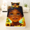 thumbnail image 3 of Castle Fairy Black Cute Girl Twin Sheets 3pcs,Sunflower Butterfly Print Bedding,Yellow Green,1 Fitted Sheet, 1 Flat Sheet and 1 Pillowcase, 3 of 6