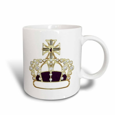 3dRose Faux Gold, Purple, and Faux Diamond Royal Crown - Ceramic Mug,