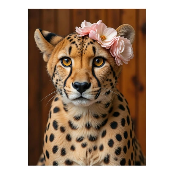 Diamond Art Kit for Adults, Cheetah Flowers Elegant Portrait Diamond Painting for Adults Beginners, DIY Diamond Art Painting Kits, 5D Diamond Painting Crafts for Home Decor 12x16 Frameless