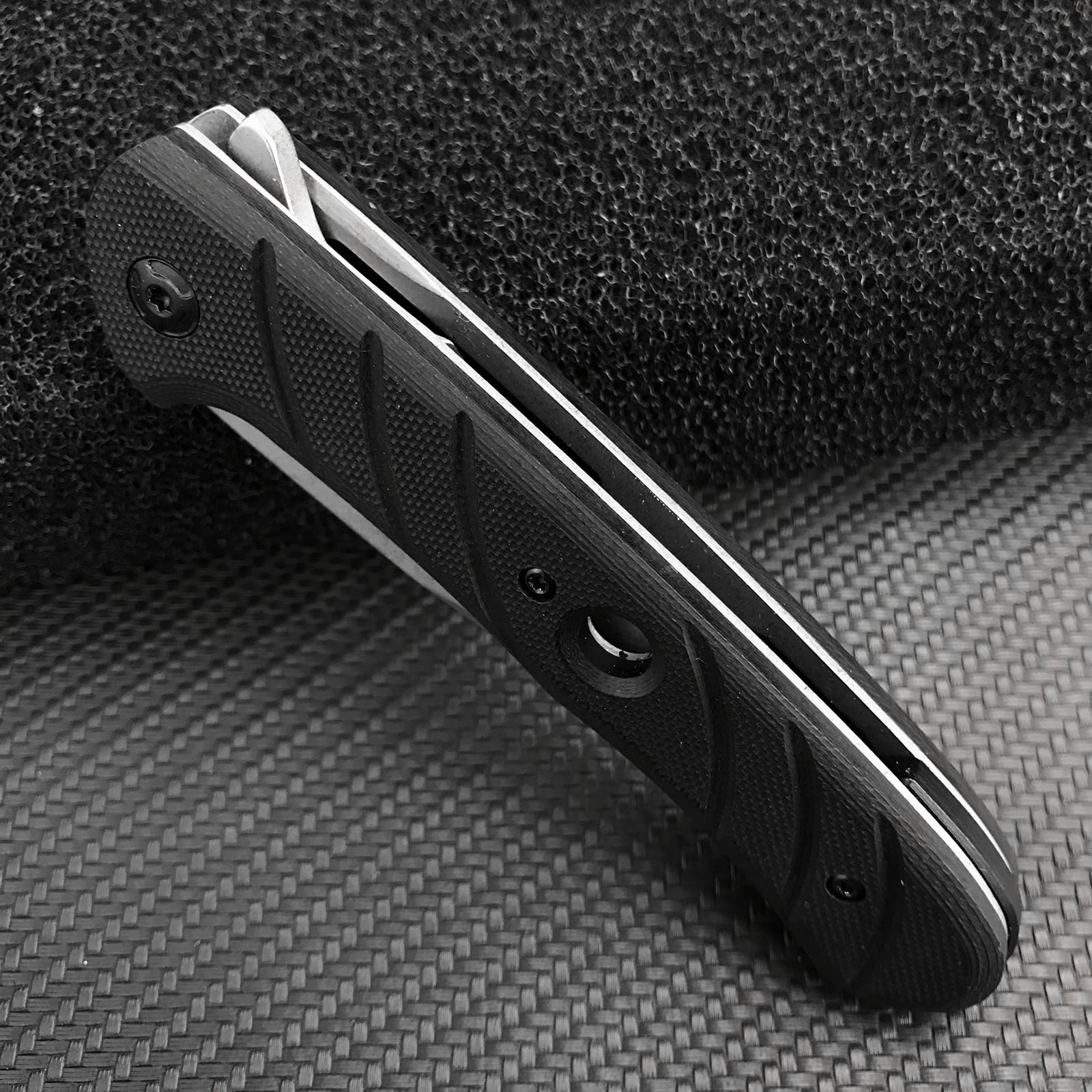 Manual Pocket Knife, EDC Folding Knife, 8Cr13Mov Steel Blade, Black G10 Handle, Suitable for Camping