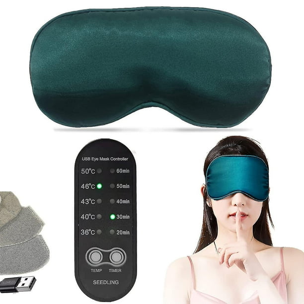 Antifaz calentado para ojos secos, antifaz para dormir, antifaz de seda, USB con control de calor y tiempo (hy)