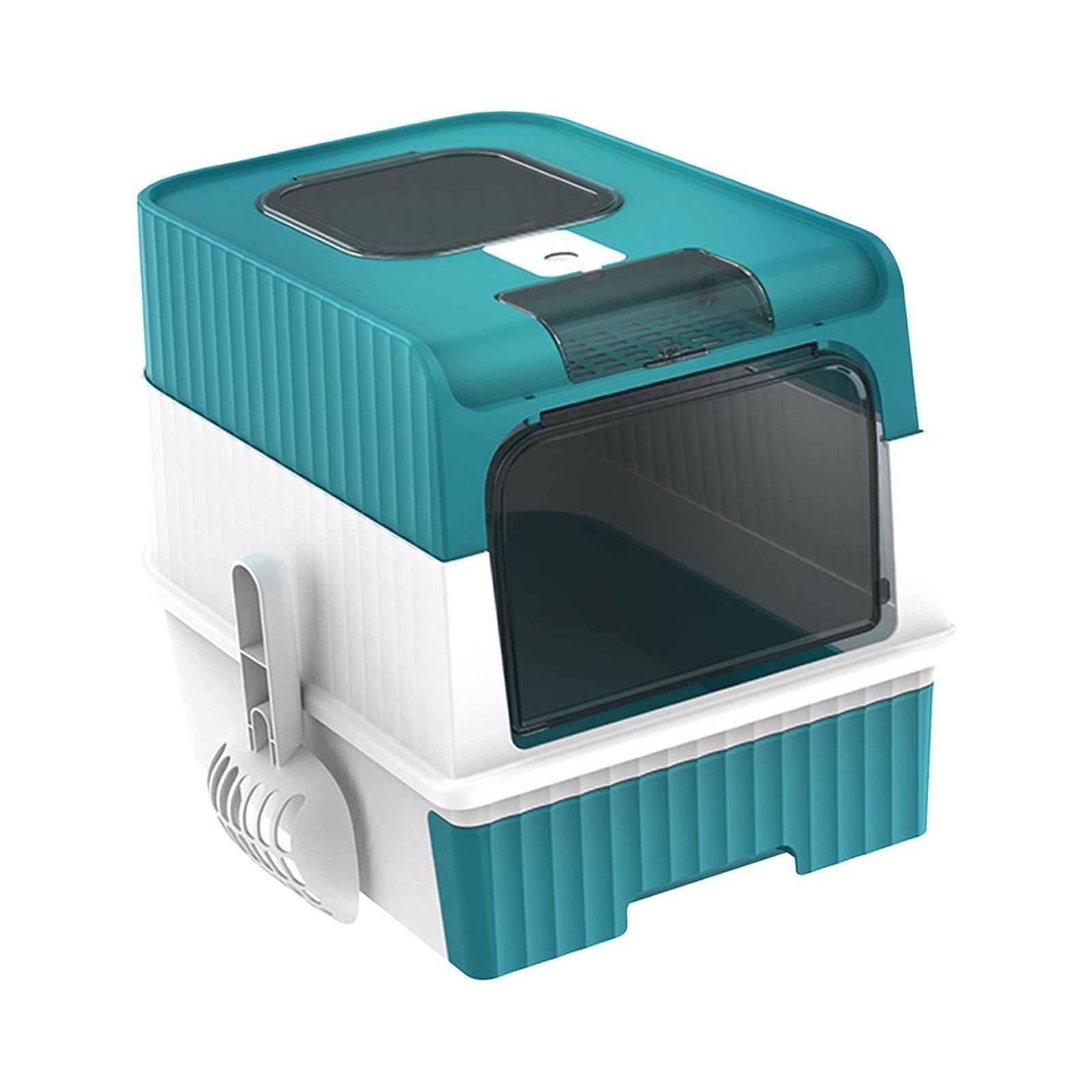 Hooded Cat Litter Boxes for Small, Medium and Large Cat, Easy Access Cat Litter Tray, Fully Enclosed Pet Litter Boxes blue