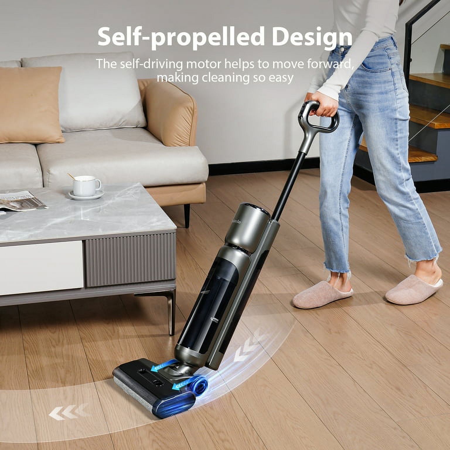 Maircle F1 Cordless Vacuum Mop Smart All-in-one, 0.75L large capacity water tank Wet Dry Vacuum Cleaner, Smart Display, Self-Propelled and Self-Cleaning, Great for Hardwood Floor - image 3 of 10