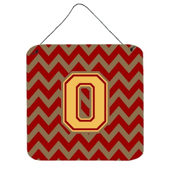 Letter O Chevron Garnet and Gold  Wall or Door Hanging Prints