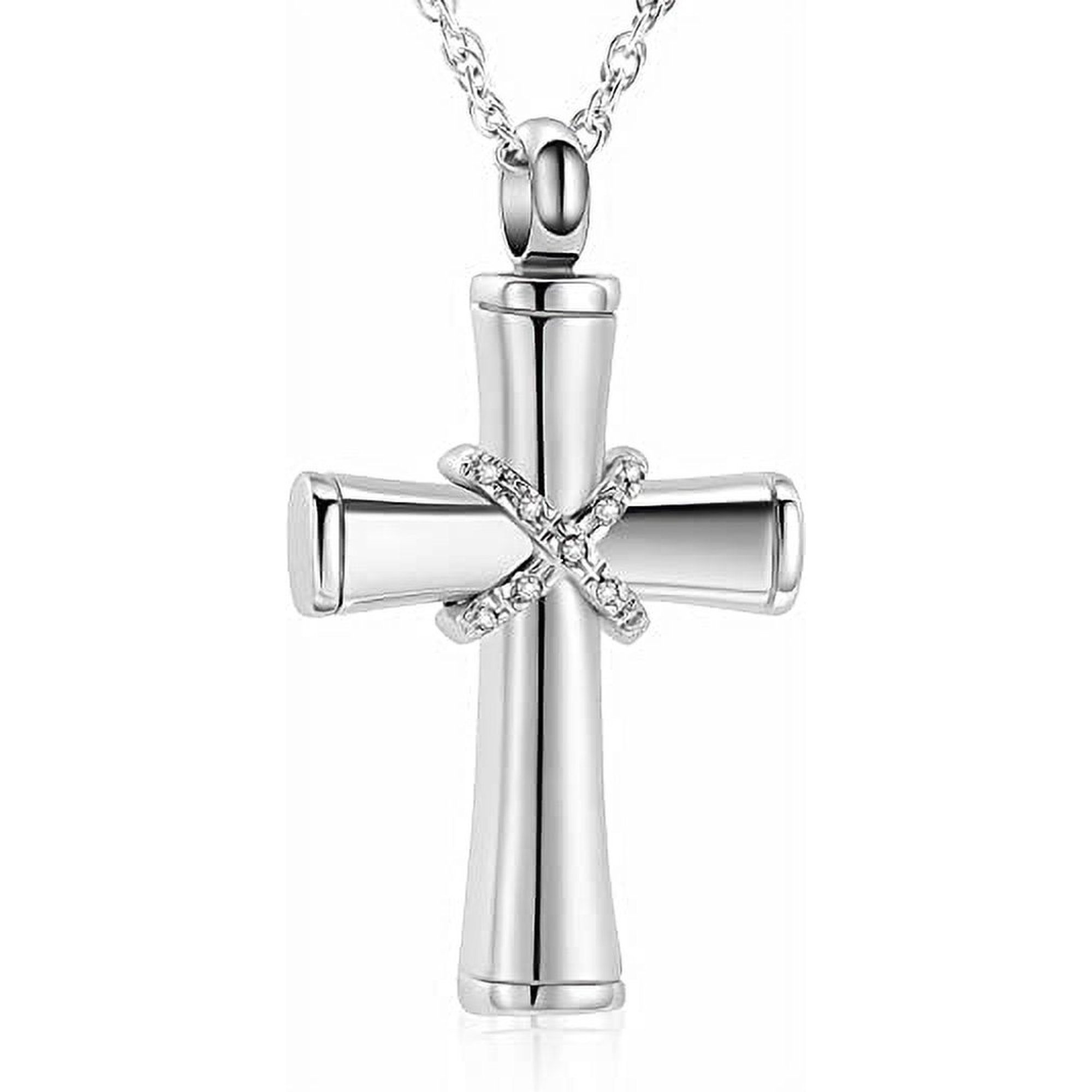 Cremation Jewelry Cross Urn Necklaces for Ashes for Women Men Classic Urn Pendant Memorial Keepsake Ash Holder