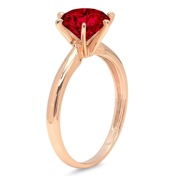2 ct Round Cut Natural Garnet Solitaire Engagement Ring for Women in 18K Rose Gold