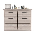 thumbnail image 3 of Treevol Furniture, 6 Drawer Double Dresser Toret,6 Drawer Double Dresser, Metal Hardware, Light Gray- Bedroom, 3 of 6