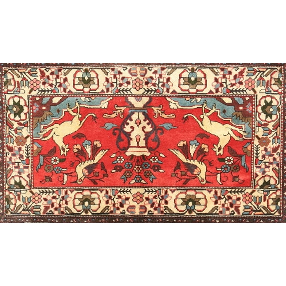 Ahgly Company Indoor Rectangle Traditional Red Animal Area Rugs, 3' x 5'