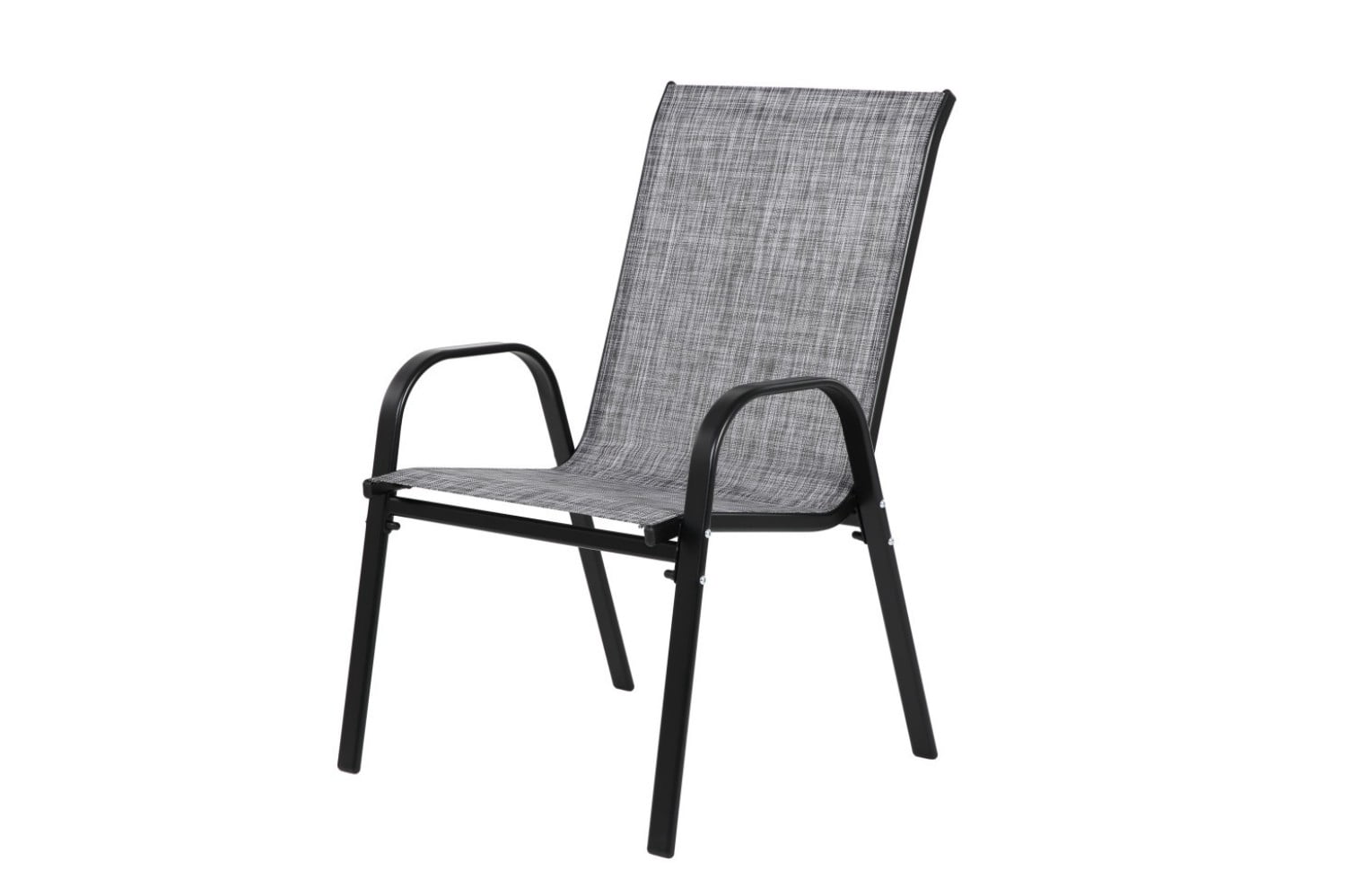 Patio Chairs Set of 4, Outdoor Camping Chairs with Breathable Textilene Fabric, Steel Frame Armchairs for Garden, Pool, Beach & Yard, Grey