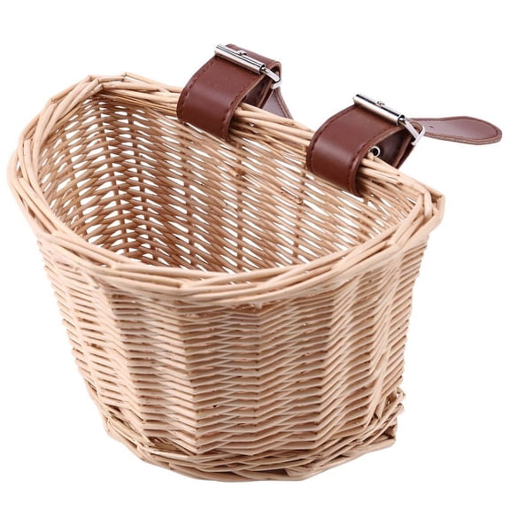 Children's Vintage Rattan Bicycle Baskets Bike Scooter Basket Kids Front Basket,XS(Wood Color)