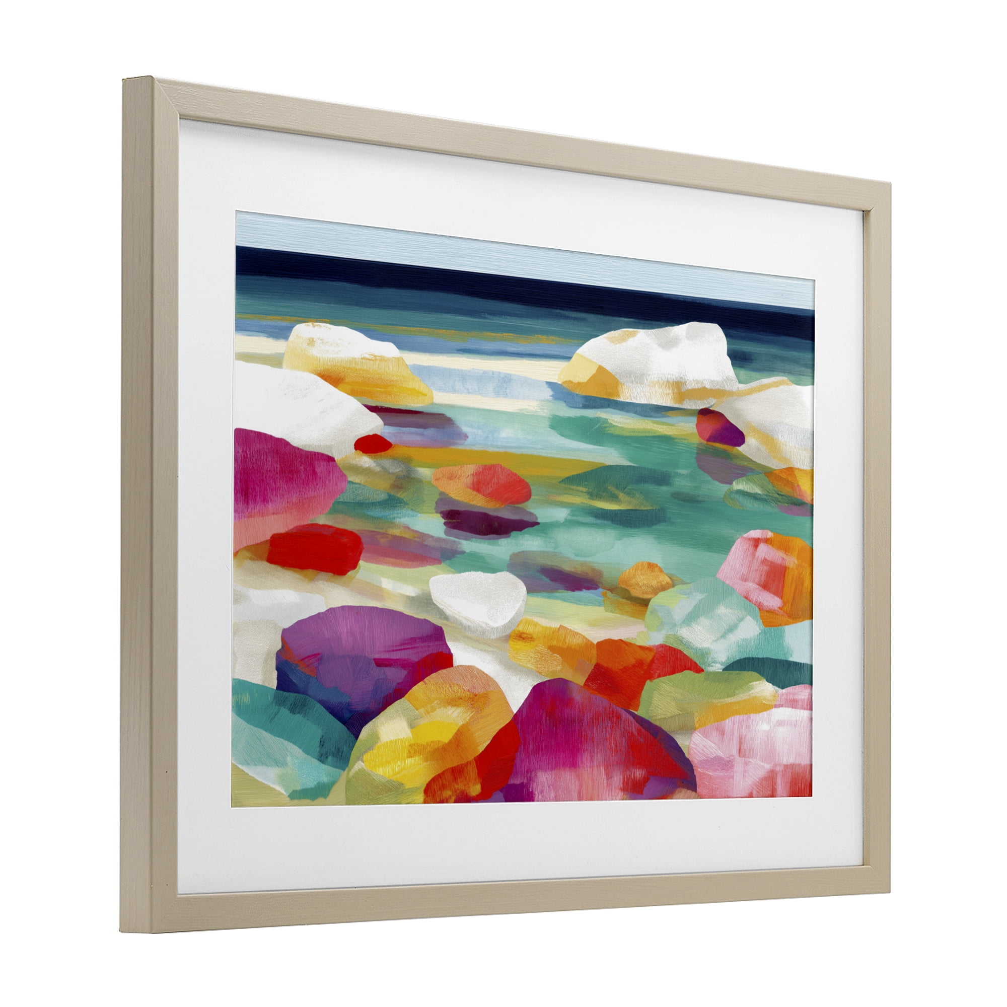 Stupell Industries Vivid Stones By The Shore Birch Framed Print Under Glass, design by Chromatic Storm Studio