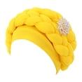 thumbnail image 2 of Fashion Women Beading Braid Hat Muslim Ruffle Cancer Wrap Cap Sleep Caps Satin Lined Hair Bonnets, 2 of 3