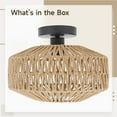 thumbnail image 5 of Rattan Ceiling Light Fixture, Vintage Industrial Style, Handwoven Natural Rattan with Hexagonal Shade, Ceiling Mount for Living Room, Dining Room, Bedroom, 11.8in / 30 cm, 5 of 5