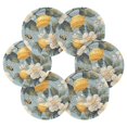 thumbnail image 7 of Yayeee 6 PCS Drink Coasters with Holder Set Woven Absorbent Round Tabletop Hot Pad, Lemon Pattern, 7 of 7