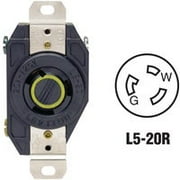 Leviton 2310 20 Amp, 125 Volt, Flush Mounting Locking Receptacle, Industrial Grade, Grounding, V-0-MAX, pack of 1, Black