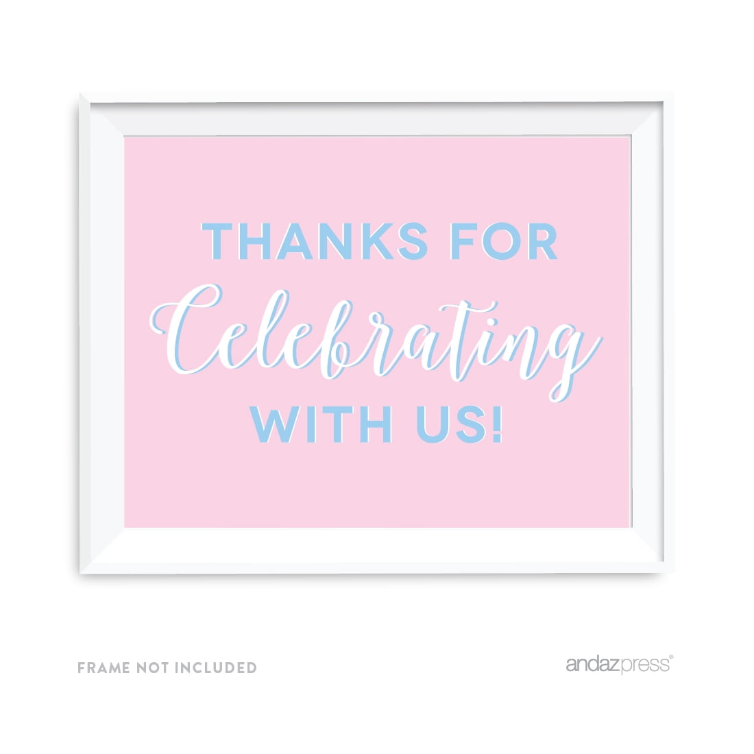 Signature Pink and Blue Gender Reveal Baby Shower, 8.5x11-inch Party Sign, Thank You for Celebrating With Us