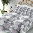 thumbnail image 3 of Ambesonne Music Emoji Fitted & Top Sheet Set with Shams, DJ Funny Face Trippy, Champagne Lilac and Grey, 3 of 5