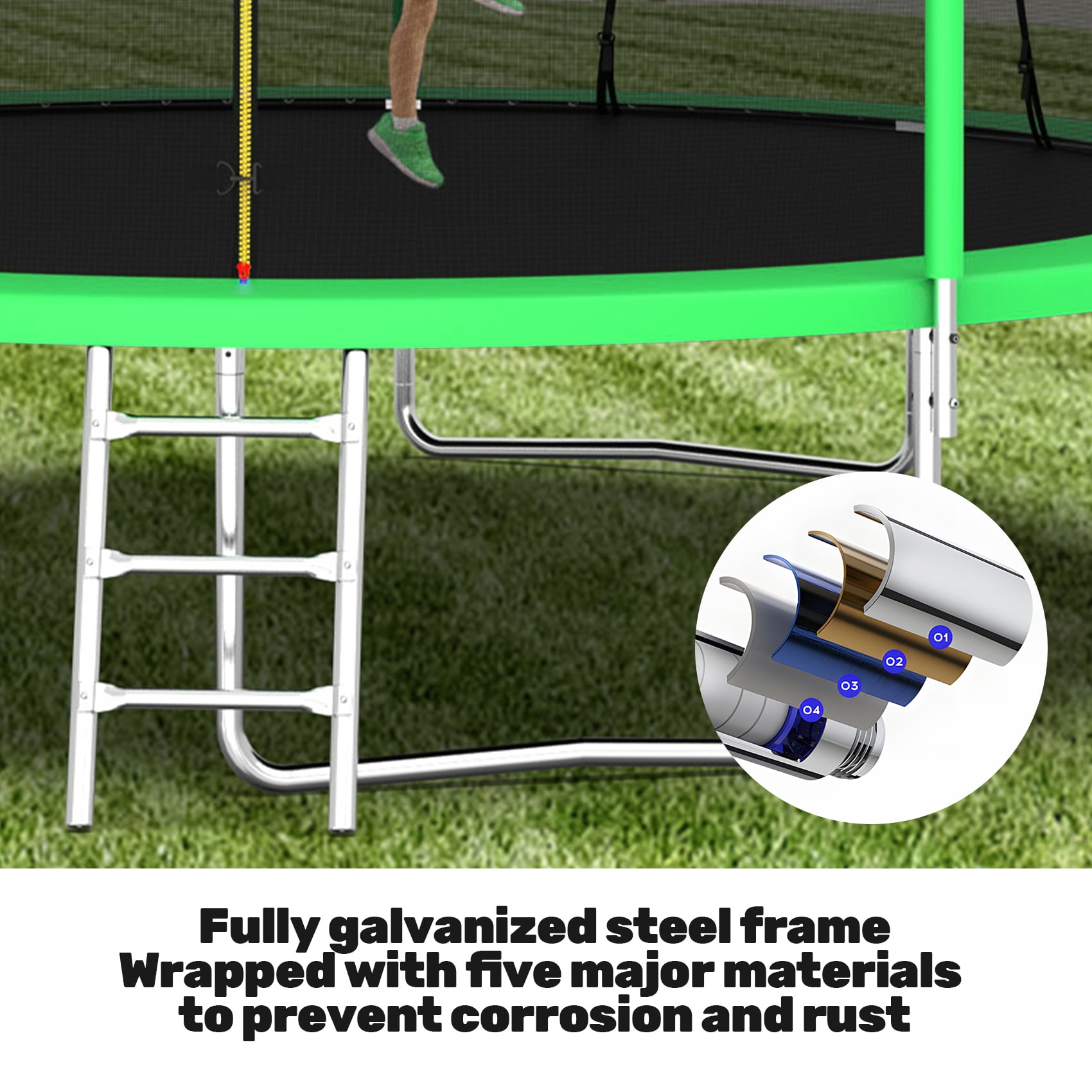 Alvantor Trampoline 14Ft for Kids Age 3-10, Round Trampolines with Basketball Hoop & Enclosure Net for Backyard Yard,Green
