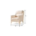 thumbnail image 6 of Luna Chair Finished in Velvet Fabric made with wood in Ivory Color, 6 of 7