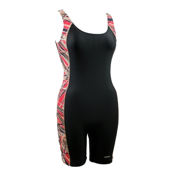 Adorerex Women's Sunfire Lycra Unitard Swimsuit in Black/Orange, Size S