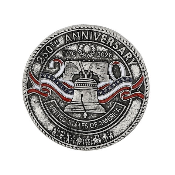 250Th Anniversary Flag, 1in Diameter, Enameled Alloy Pin, Fourth of July Accessories, Patriotic Silver Finish, 1 Pc