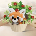 thumbnail image 3 of Panda in Beige Cupcake Floral Building Block Set, Creative Birthday Gift, Home Office Table Centerpiece, 3 of 3