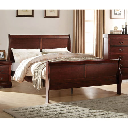 ACME Louis Philippe Full Sleigh Bed in Cherry Pine Wood, Multiple Sizes - www.bagsaleusa.com