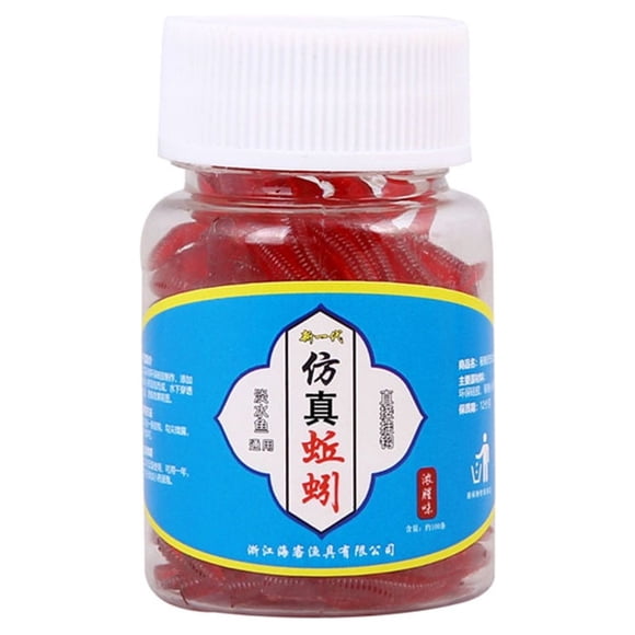 Dvkptbk Appât de Pêche 100 Pcs Appâts de Pêche Ver de Terre Rouge Doux Leurres pour Truite Attirail 3,5 cm Pêche