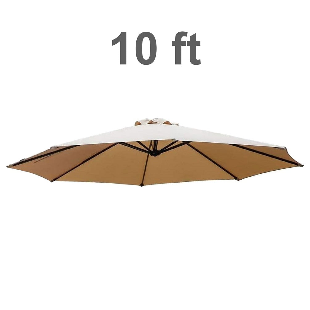 Umbrella Replacement Canopy, 10 ft Table Umbrella Canopy Top for Outdoor Patio, Light Coffee