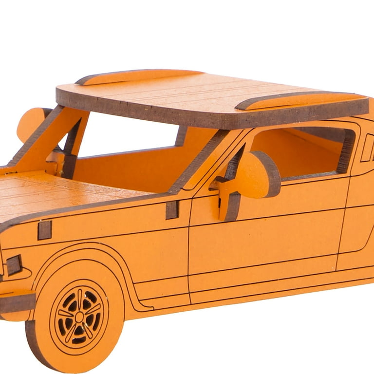 Little & Wood: Woodlet: Medium - Muscle Car - Orange, 3D Wooden
